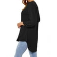 thumbnail image 5 of Women 3/4 Sleeve Notch V Neck Asymmetric Hem Shirt, 5 of 11