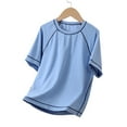 thumbnail image 5 of AHTJRT Athletic Tshirts for Boys Girls Short Sleeve Crewneck Tee Tops Loose Fit Breathable Silky Solid Color Basic Tops for Sports Loungewear Blue 5-6 Years, 5 of 8