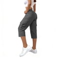thumbnail image 5 of Lumtrix Cargo Capris For Women 2026 Summer Beach Casual Loose Capri Pants High Waisted Button Cropped Pant With Pockets Dark Gray S, 5 of 7