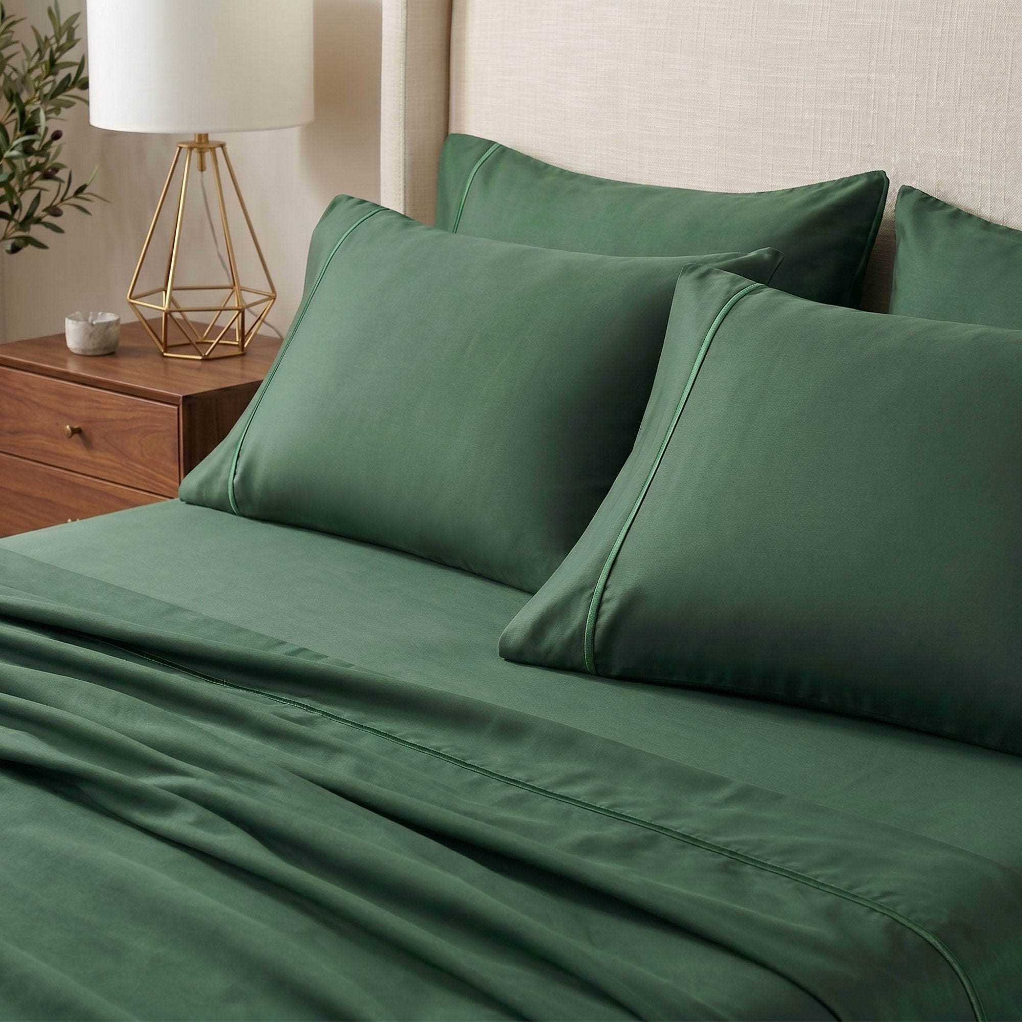 Superior 300 TC Egyptian Cotton Marrow Stitch Deep Pocket King Sheet Set, Hunter Green