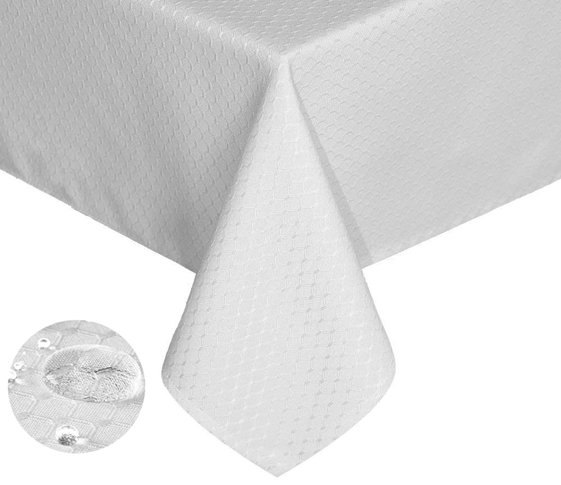 White Tektrum 60"X84" Rectangular Waffle Tablecloth-Waterproof/Stain Resistant 