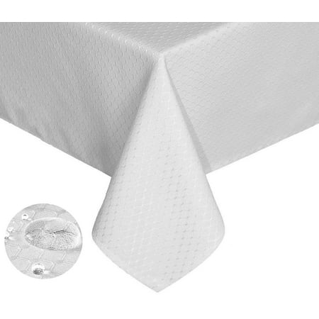 

Tektrum 70 X 70 inch 70 X70 Square Elegant Waffle Weave Check Jacquard Tablecloth Table Cover - Waterproof/Stain Resistant/Spill Proof/Wrinkle Free - Great for Dinner Parties (White)