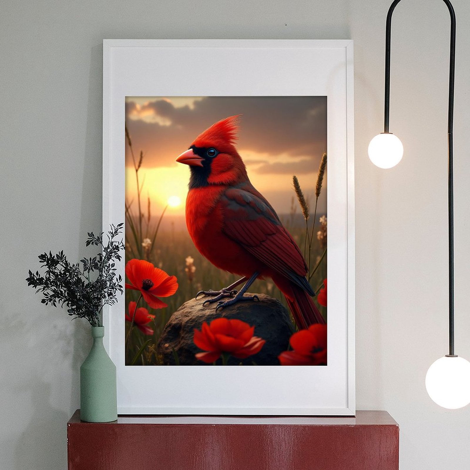 Diamond Art Kit for Adults, Modern Cardinal Bird Red Print No.82 Diamond Painting for Adults Beginners, 5D DIY Diamond Art Painting Kits, Colorful Diamond Painting Craft for Home Decor 12x16