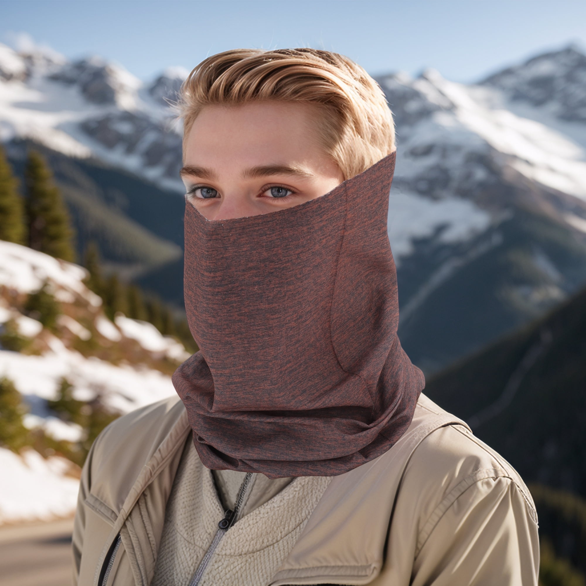 Unique Bargains Multi-function Face Scarf Mask 1 Pc Deep Brown