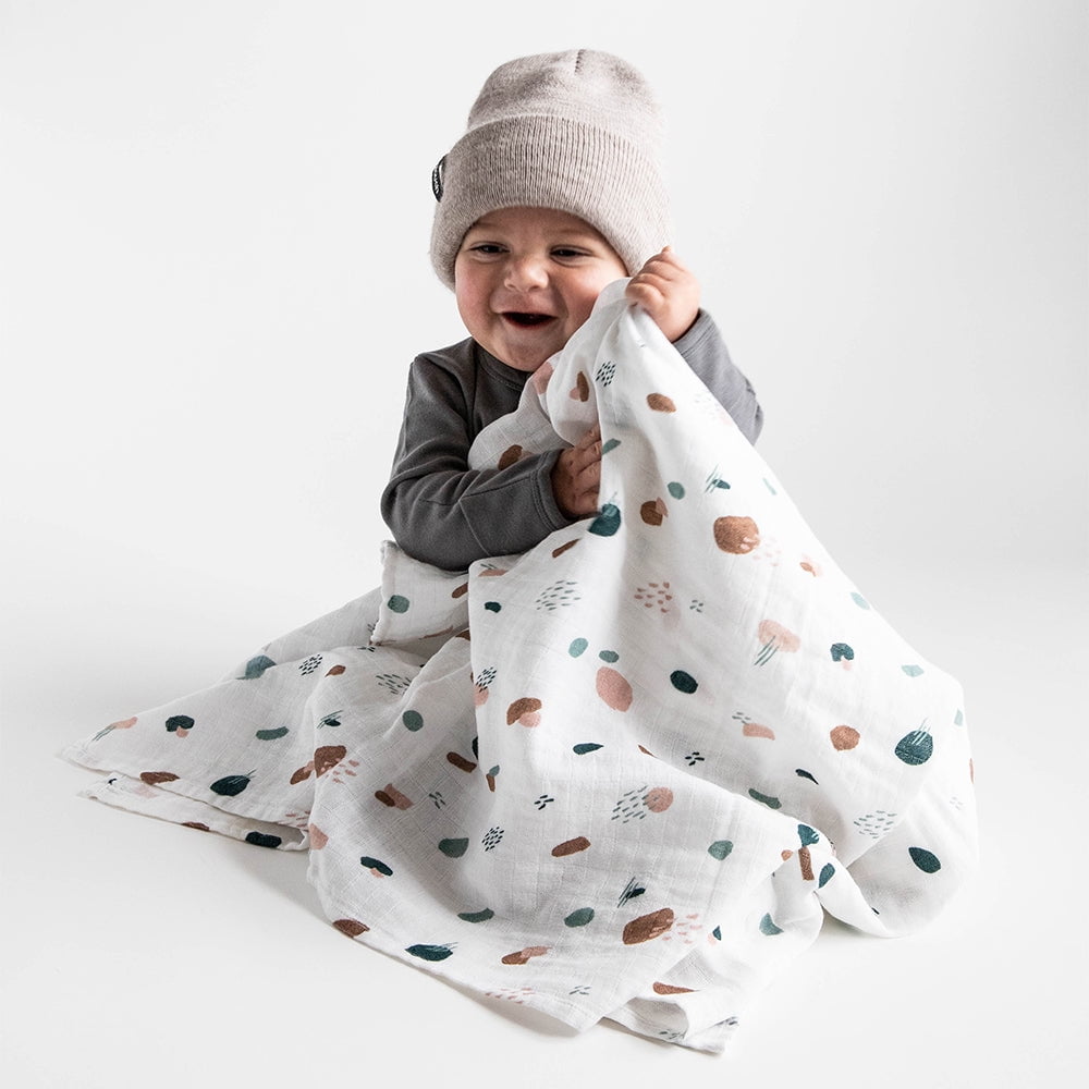 Red Rovr 100% Organic Cotton Muslin Swaddle Infant Blanket 2 Pk, Unisex, Dots & Dashes