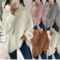 thumbnail image 1 of Tralilbee Pull-Over Tricoté pour Femmes, Blouse Ample à Col Haut, Grande Taille, 1 of 1