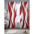 thumbnail image 2 of Red White Moire Sheer Curtains 96 Inch Length 2 Panels Set, Modern Abstract Art Voile Window Treatment Semi Sheer Long Curtains Drapes for Bedroom/Living Room/Kitchen 52"x96"x2, 2 of 7