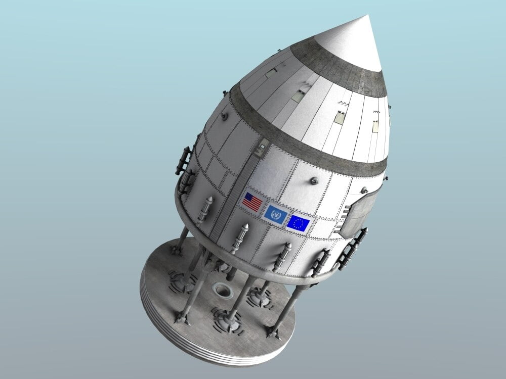 Oriondrive spacecraft in standard configuration for space flight