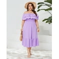 thumbnail image 4 of Yesfashion Women Plus Size Off Shoulder Maxi Dress Ruffle Flowy Casual Summer Boho Long Dresses, 4 of 9
