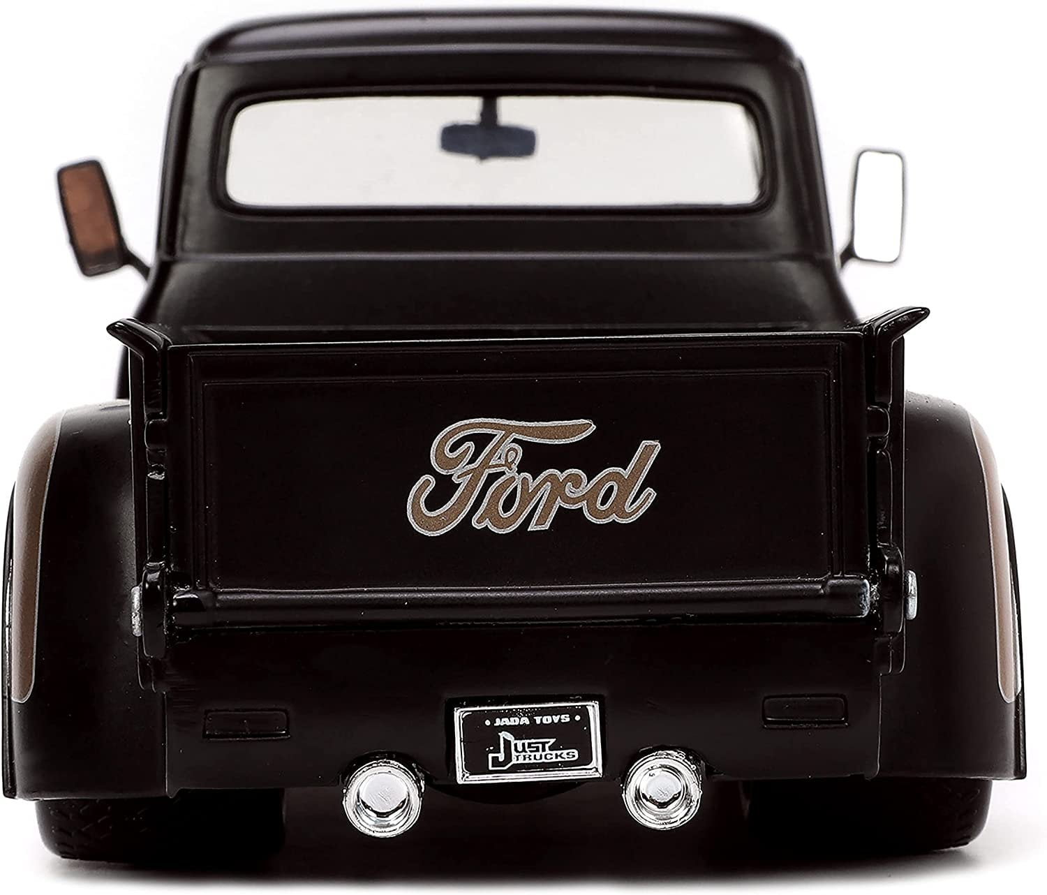 1956 Ford F-100 Pickup Truck Matt Black and Champagne with Flames with Extra Wheels "Just Trucks" Series 1/24 Diecast Model Car by Jada