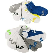 Fila Kids Boys 10-Pack Half Cushion No Show Socks Logo Block - White, Boys Medium Shoe size 10-4