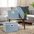 thumbnail image 6 of Large Collapsible Storage Bins with Lids, Patterns, Washable, Fabric Decorative Storage Boxes for Organizing 17.3x11.8x11.4 inches, 5 Pack, Blue, 6 of 6