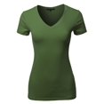 thumbnail image 1 of FashionOutfit Women's Basic Cotton V-Neck Short Sleeve Top, 1 of 1