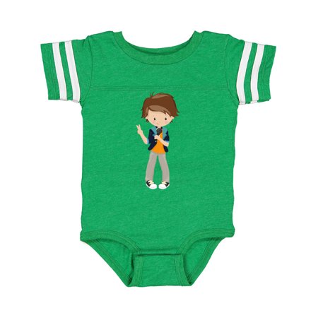 

Inktastic Rock Boy Brown Hair Band Singer Microphone Gift Baby Boy Bodysuit