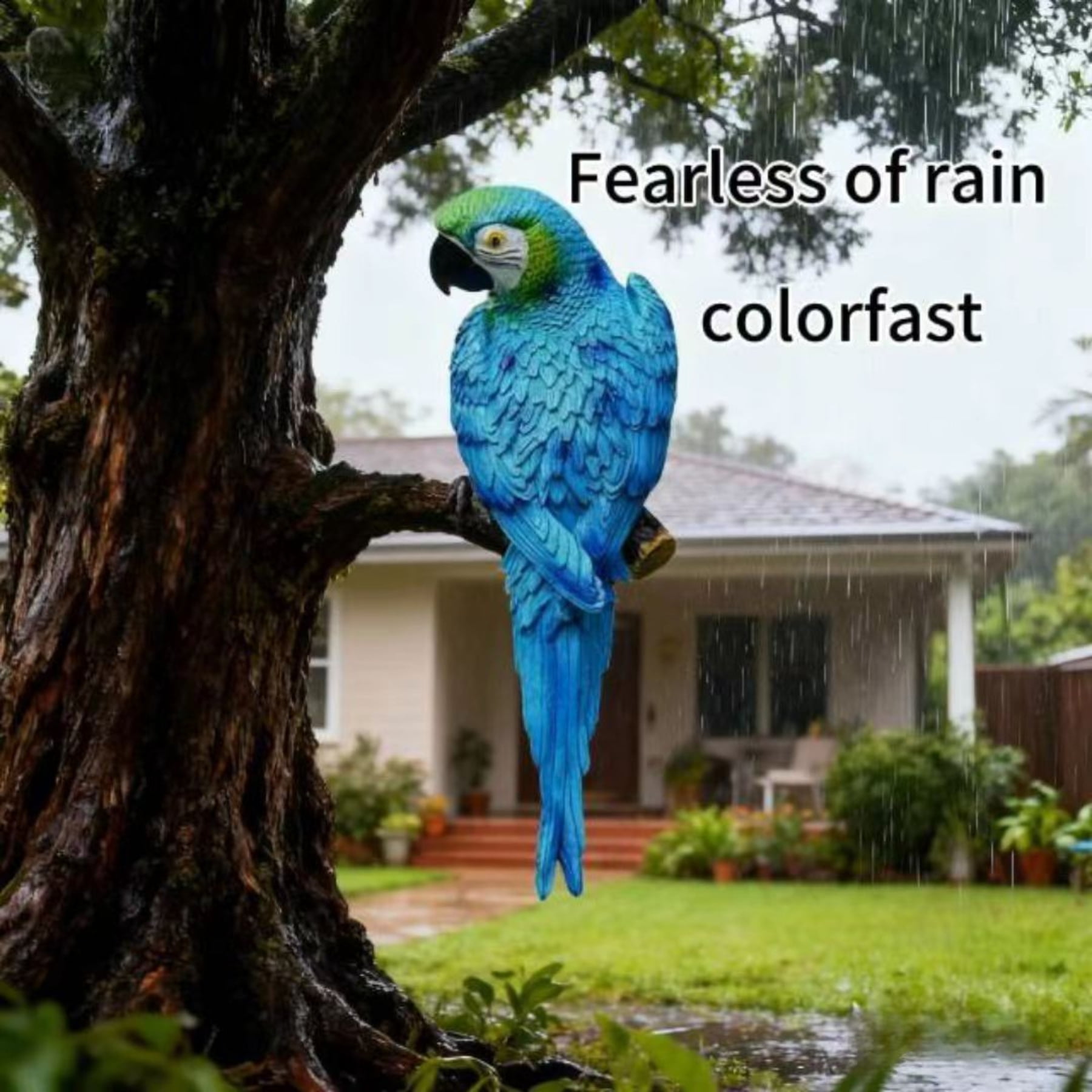 Large Parrot Wall Bird Statue Decor，Outdoor Indoor Figurine Tiki Bar Decorations Tree Sculpture ，Resin Animal Statue For Garden, Terrace, Lawn, Yard