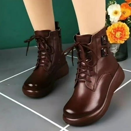 

Women Ankle Boots Autumn And Winter Fashion Solid Color Splashing Plus Velvet Imple Comfortable Round Toe