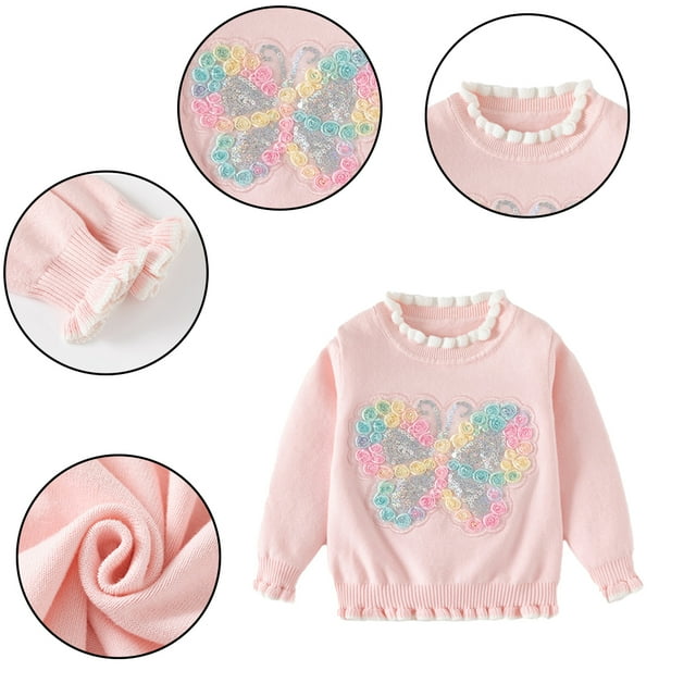 LYMAYTER Kids Girls Pullover Sweaters Soft Comfort Sweaters Spring Autumn All Match Knit Sweaters for Toddler 3-8Y