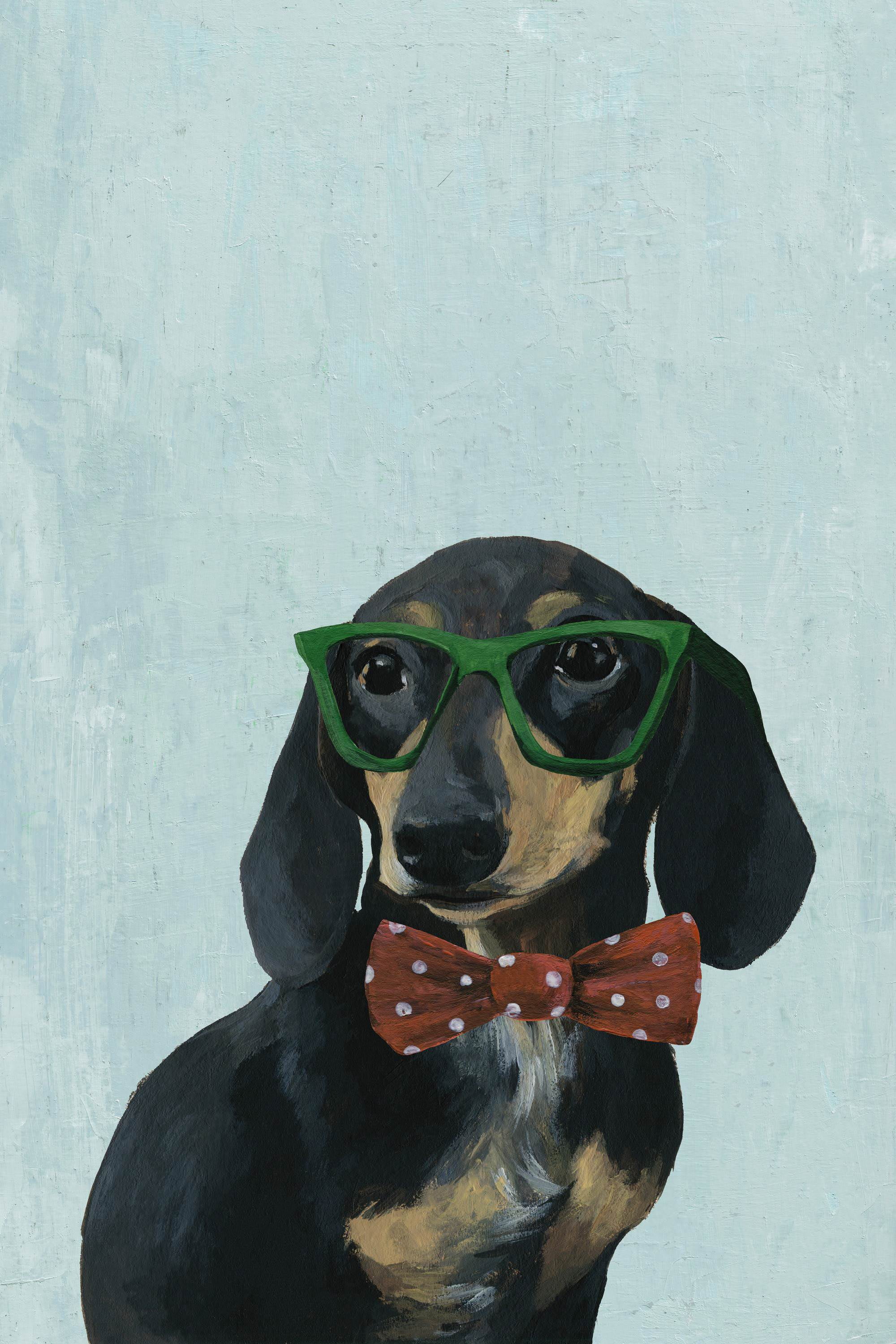 Marmont Hill "Nerdy Dog" Painting Print on Wrapped Canvas