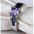 thumbnail image 6 of Yafe 18K Gold-Plated Princess Cut Created Amethyst Ring for Women Engagement Ring - Cubic Zirconia, 6 of 8