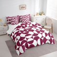 thumbnail image 2 of Castle Fairy Retro Split Circle Queen Bedding 7pcs,Abstract Curved Bedding Comforter Set Queen,Burgundy White,Reversible, 2 of 7