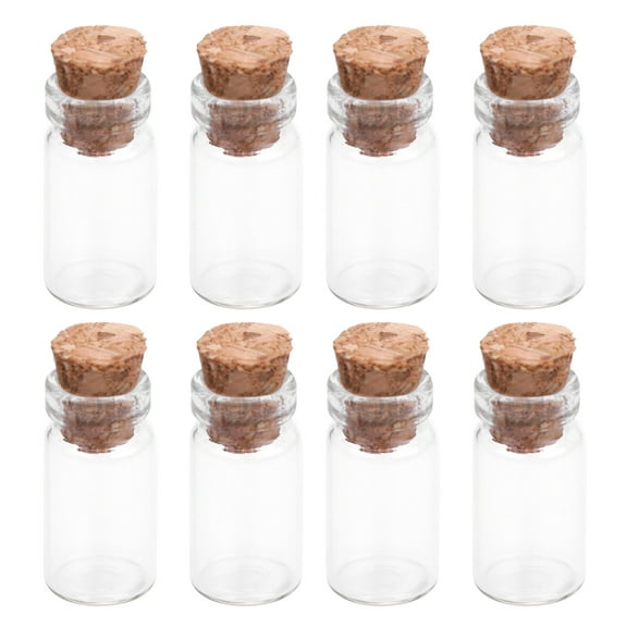 BESTONZON 25 Pcs Clear Small Mini Glass Jars with Cork Stoppers DIY Wish Bottles For Message Weddings Wish Party Favors 11x22mm