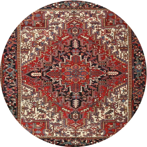 Ahgly Company Indoor Round Traditional Saffron Red Persian Area Rugs, 3' Round