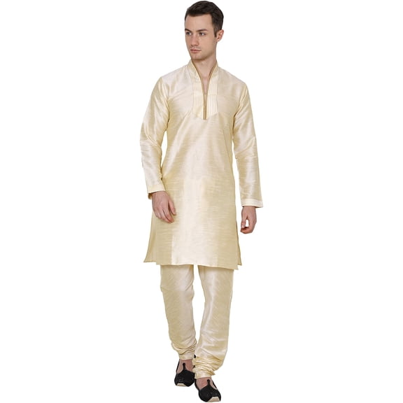 Royal Kurta Men's Dupion Silk Hineck Kurta Churidar
