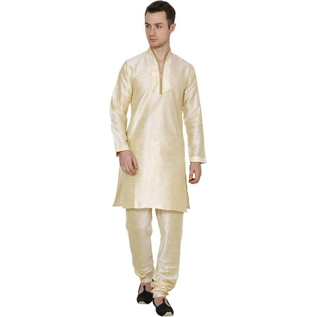 

Royal Kurta Men s Dupion Silk Hineck Kurta Churidar Gold