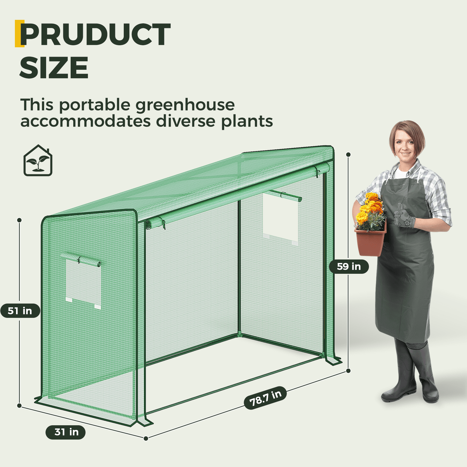 GENTINGBRO Portable Mini Greenhouse Small Green House with Waterproof Pad Plant Cover Tent for Garden Small Plants Indoor Outdoor, Green PE