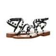 thumbnail image 3 of Steve Madden Travel Ankle Strap Pearl Detail Flat Sandals Black Pearl (9, Black Pearl), 3 of 4