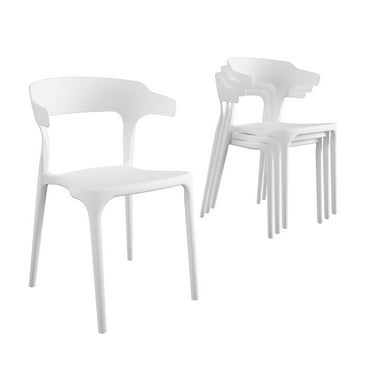 Novogratz Poolside Collection, Felix Stacking Dining Chairs, Indoor/Outdoor, 4-Pack, White