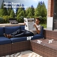 thumbnail image 2 of Clouddwell 8 Piece Outdoor Patio Furniture Set with 44" Fire Pit Table, Wicker Rattan Patio Sectional Sofa Set (Blue), 2 of 6