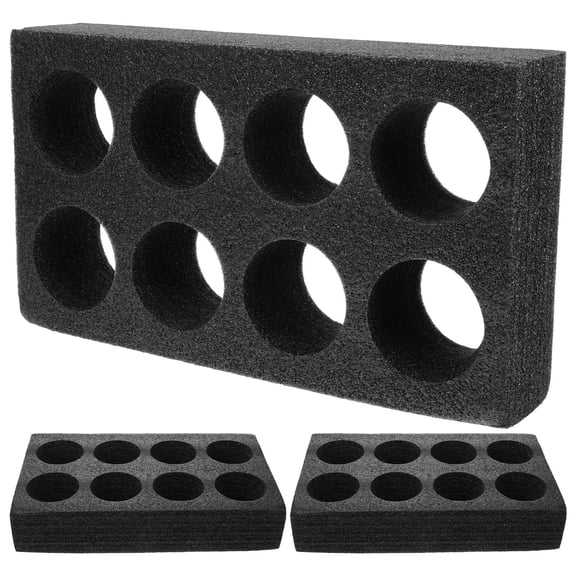 LOLIPPYY 3-Pack Black Plastic Drink Trays with Cup Holders, Leak-Resistant Beverage Holders for Commercial Use