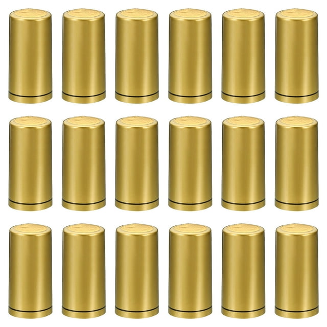 Unique Bargains Bouchon Rétractable en PVC avec Languette pour Bouteille de Vin, 120 Pcs 30x60mm Couverture Rétractable Ton Or