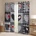 thumbnail image 3 of Feelyou Plaid Love Heart Black Out Curtains, Modern Fashion Patchwork Curtains Pack of 2 (42x63 Each), Black Check Buffalo Bedroom Curtains, Curtains and Drapes Decor, 3 of 7