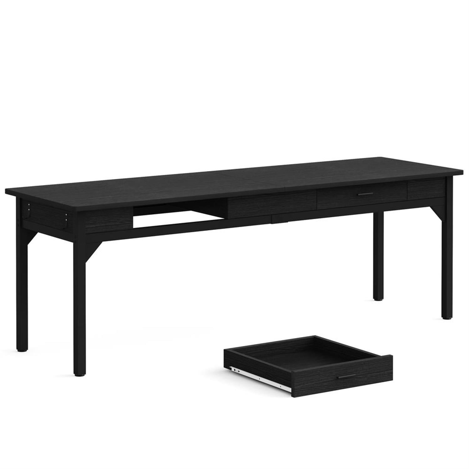 Demi Bonn 78" Industrial Two Computer Desk with 2 Drawers, Modern Double Study Writing Gaming Table for Home Office, Black