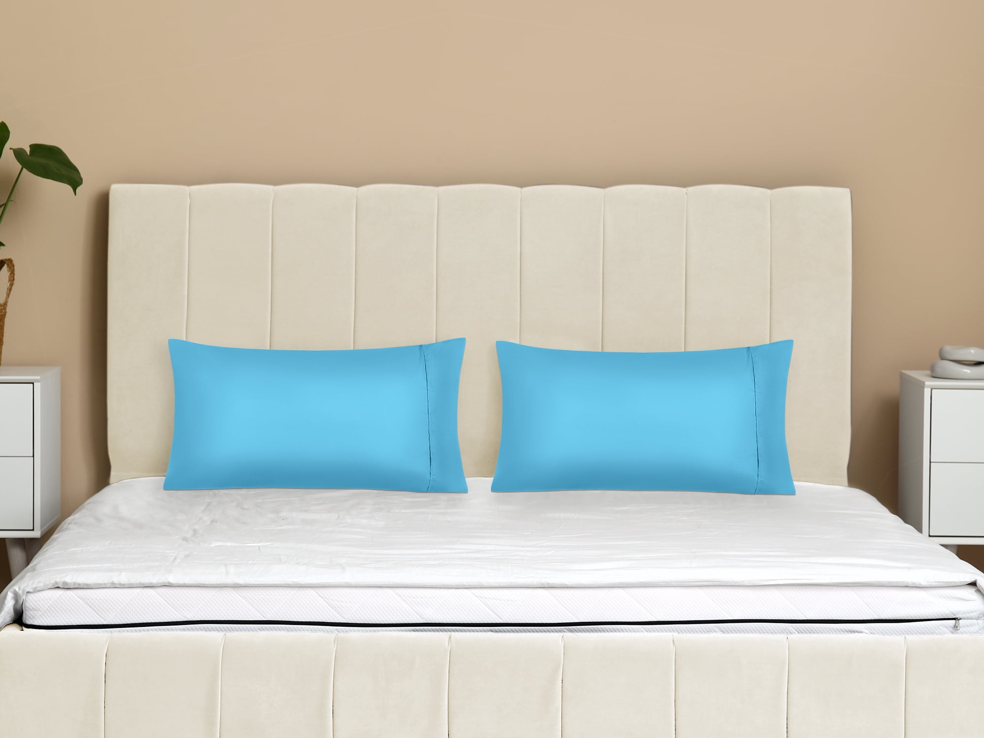 Unique Bargains Pillow Cases with Envelope Closure Pillow Covers 2 pcs King Blue Green
