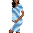 thumbnail image 4 of Robe de Maternité pour Femmes, Style Mi-Mollet Plissé à Imprimé avec Manches Courtes et Encolure Ronde, Mélange Polyester-Spandex, Coupe Confortable Extensible, Idéale pour les Séances Photo de Grossesse Ou les Occasions Formelles, 4 of 6