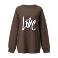 thumbnail image 3 of Guluxicc Sweatshirts for Women Casual Trendy Fashion Cute Valentine's Day Letter Print Tops Long Sleeve Pullover Shirts, Brown, 2XL, 3 of 3