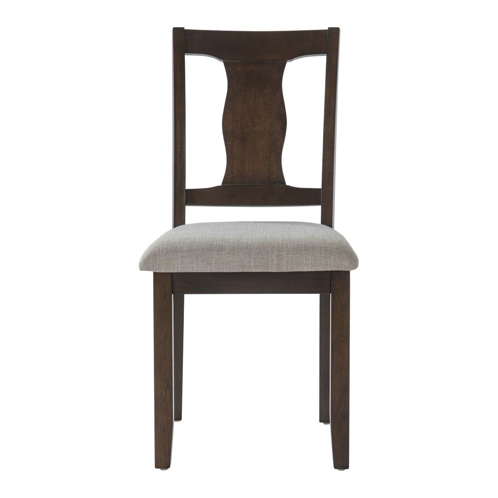 Dining Chairs Set of 2, Mid Century Modern Wood Chairs with Padded Upholstered Seats, High Backrest, Accent Kitchen Chairs, Espresso Beige