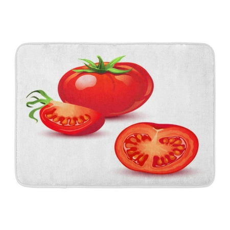 GODPOK Cut Green Tomato Red Ripe White Slice Ketchup Rug Doormat Bath Mat 23.6x15.7 (Best Way To Store Cut Tomatoes)
