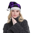 thumbnail image 5 of KLL Christmas Hats for Adults Plush Purple Buffalo Plaid Print Santa Hat Xmas Fluffy Santa Claus Hat for Women Men, 5 of 6