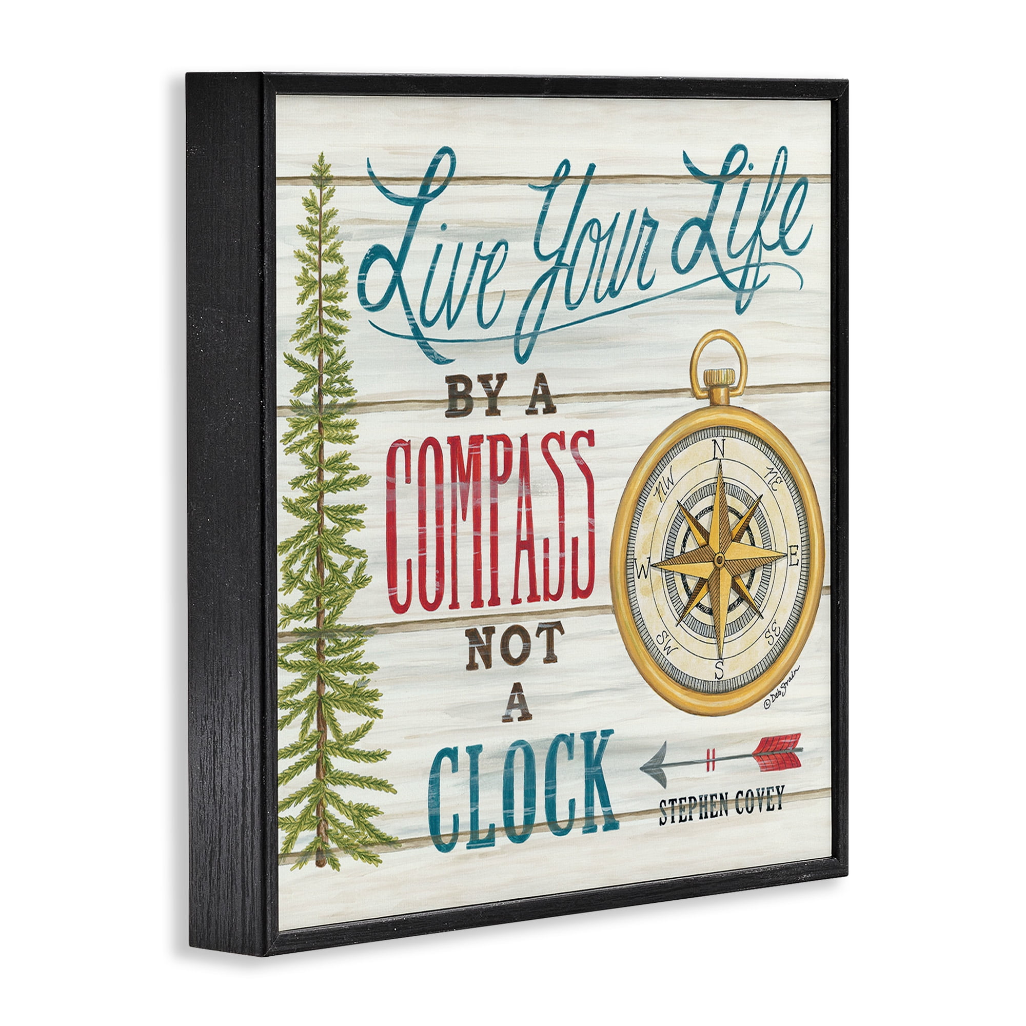 Stupell Industries Rustic Compass Adventure Phrase Typography Painting Black Framed Art Print Wall Art, 17 x 17