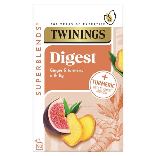 Twinings Superblends Digest Tea with Ginger & Turmeric 20's, British Import (Pack of 3)