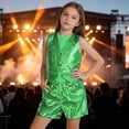 thumbnail image 2 of Little Boys' 2 Piece Outfits Sleeveless Solid Color Sequin Sparkly Vest Jazz Dance Performance And Pants Summer Outfit Set for Boys Size 6-7T, 2 of 6