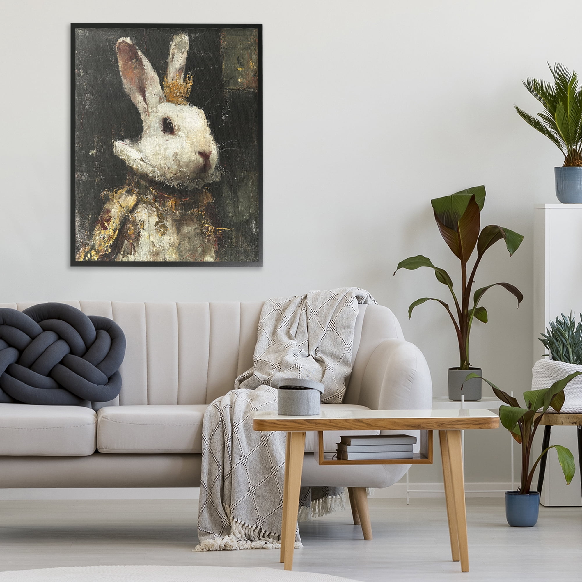 Stupell Industries Regal Hare Portrait Black Framed Giclee Art, design by Svetlana Aleynikova