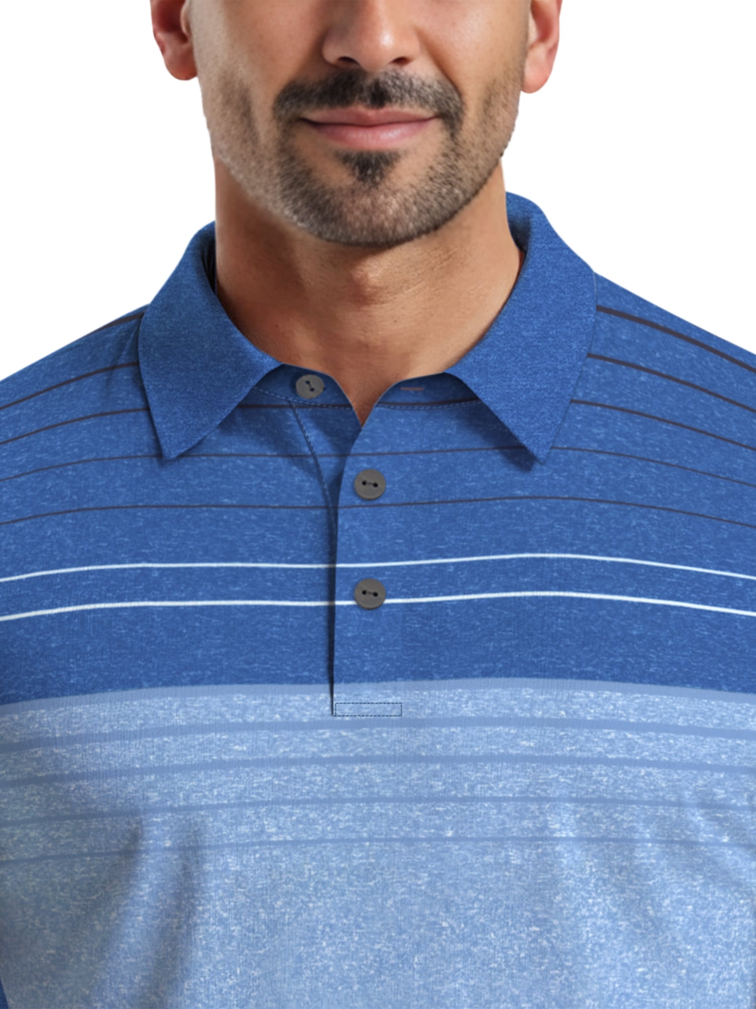 Ben Hogan Men's & Big Men's Performance Heather Chest Striped Print Short Sleeve Golf Polo Shirt, Sizes S-5XL