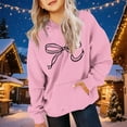 thumbnail image 4 of Cowsor Cute Hoodie for Teen Girls Trendy Bow Print Preppy Hooded Sweatshirts Kids Pullover Long Sleeve School Outfits, 4 of 7
