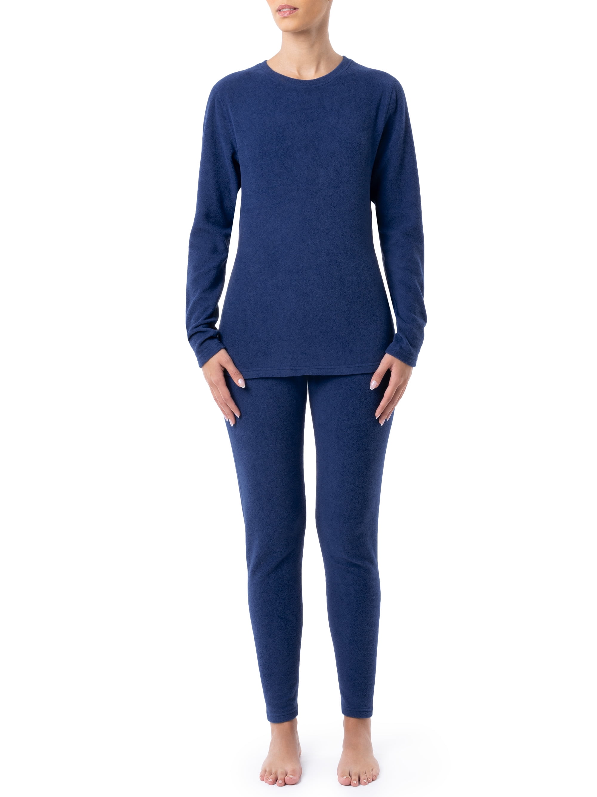 Fruit of the Loom Women's & Women's Plus Stretch Fleece Thermal Top and Bottom Set