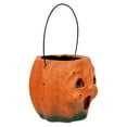 thumbnail image 3 of Halloween 4.50" Vintage Pumpkin Bucket Paper Mache Pumpkin Jol Spooky Tj2413, 3 of 6
